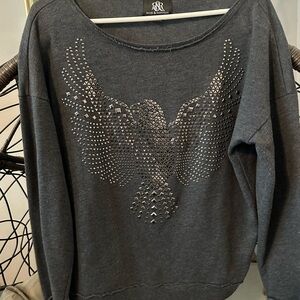 Rock & Republic Black Pullover Sweatshirt with Logo Tag